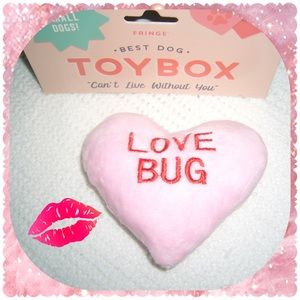Valentine “Love Bug” Pink Plush Heart Dog Toy With Squeaker Sm & Med Dogs